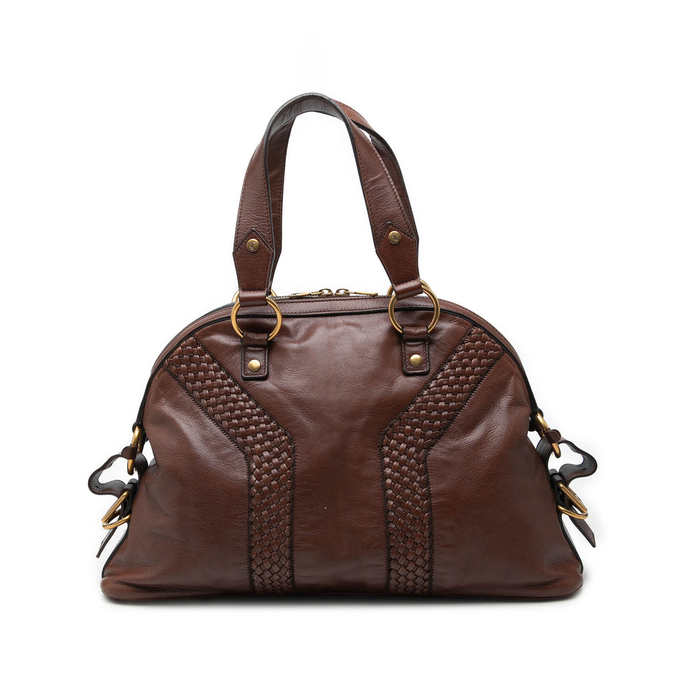 Pre-Loved Saint Laurent Large Woven Trimmed Leather Muse Handbag